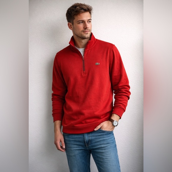 Lacoste Other - Lacoste Men's Bold Red Zip-Up Sweater